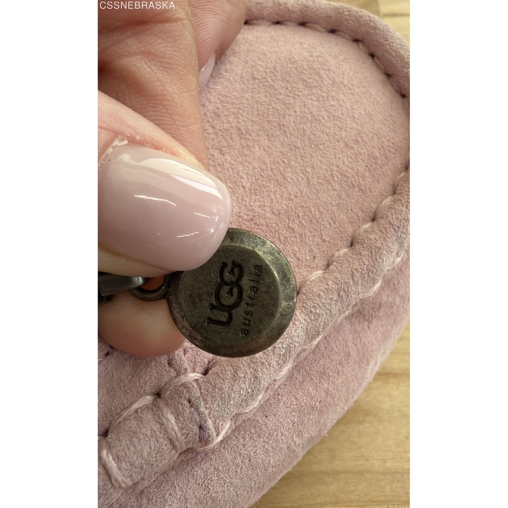 UGG Ansley Swarovski Breast Cancer Awareness Pink Suede Moccasins Women's Size 7 - Picture 7 of 9